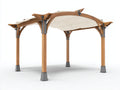 Tonnelle de jardin - bois-métal-tissu - 400x300x285 cm - naturel-beige-gris - extérieur