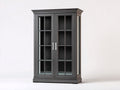 Vitrine-Bois-Verre-123x43x178 cm-gris brun-style classique