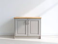 Buffet-MDF-bois-métal-110x45x82 cm-gris clair-naturel-style campagne
