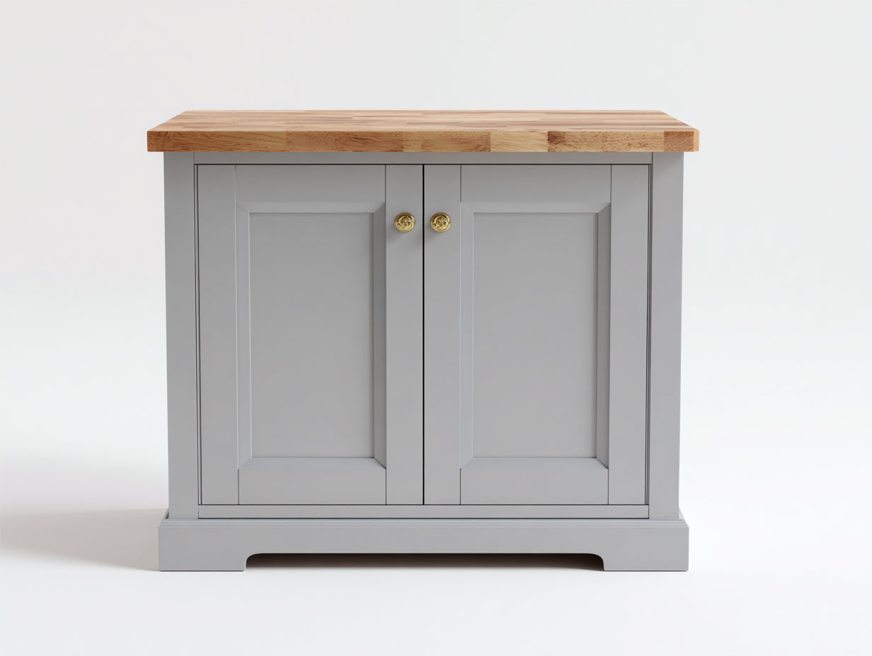 Buffet-MDF-bois-métal-108x46x86 cm-gris perle-naturel-style traditionnel