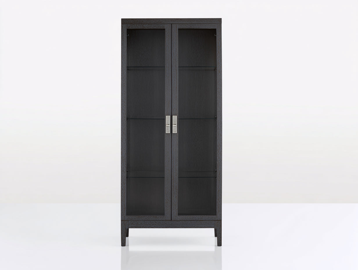 Vitrine-Bois-Verre-82x33x170 cm-gris noir-style moderne