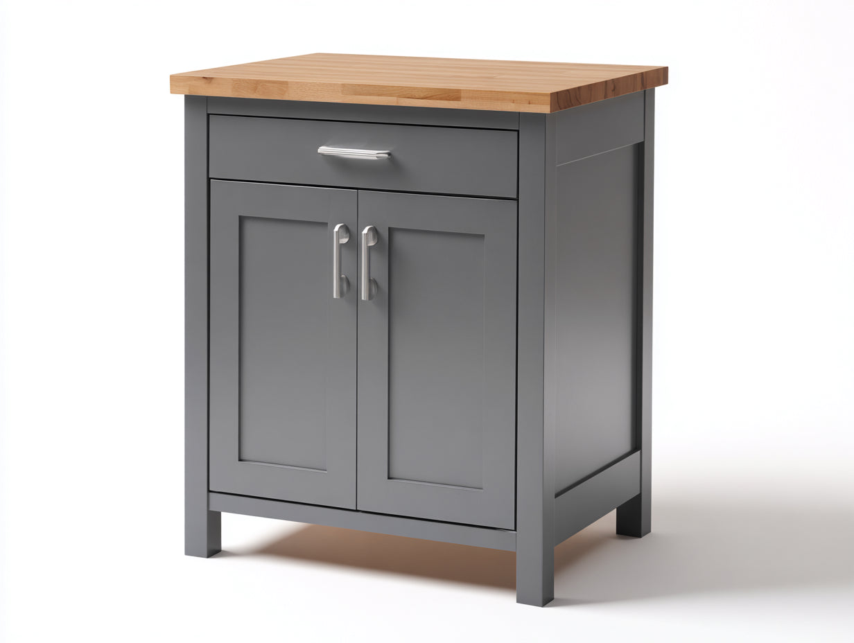 Buffet-MDF-bois-métal-82x42x94 cm-gris foncé-naturel-style moderne