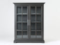 Vitrine - bois-verre - 108x41x178 cm - gris foncé - traditionnel