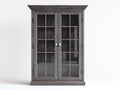 Vitrine-Bois-Verre-112x41x174 cm-gris vieilli-style rustique