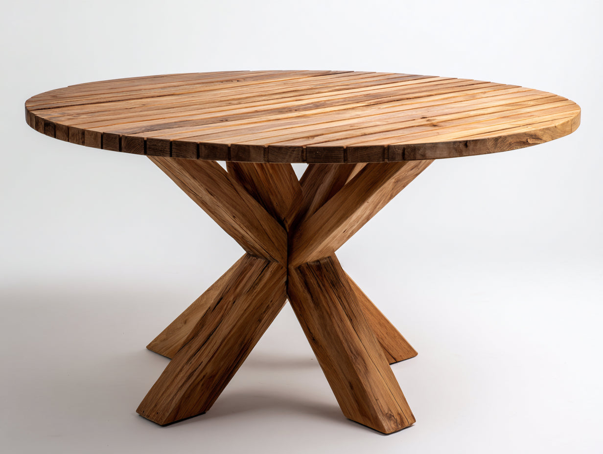 Table de jardin - bois - 140x140x75 cm - brun - design contemporain