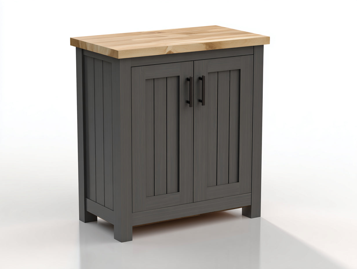 Buffet-MDF-bois-métal-100x46x86 cm-gris foncé-naturel-style campagne