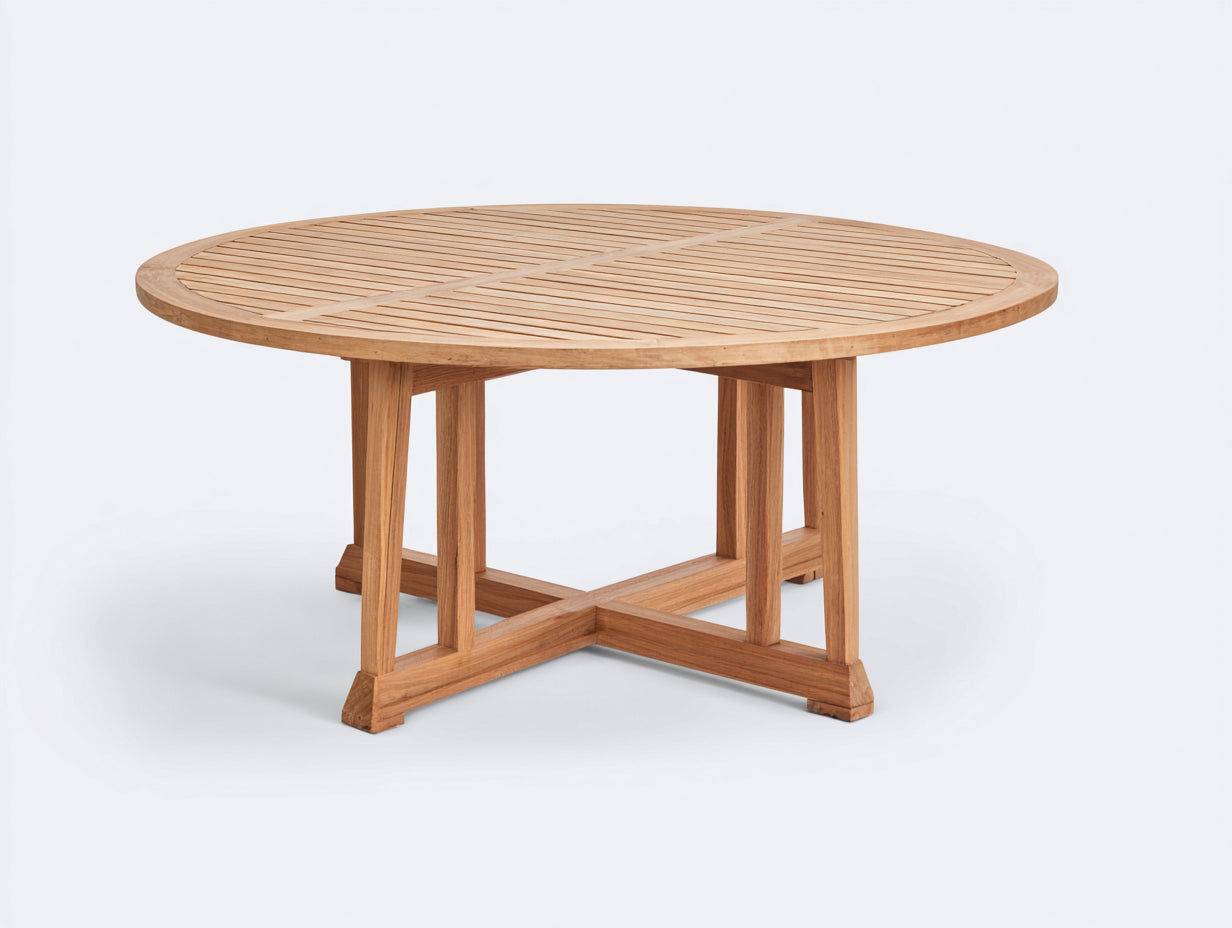 Table de jardin - bois - 150x150x76 cm - naturel - classique