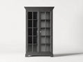 Vitrine - bois-verre - 92x42x188 cm - gris foncé - classique