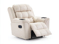 Fauteuil relax-Cuir synthétique-104x91x106 cm-beige-style moderne