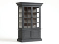 Vitrine - bois-verre - 136x45x205 cm - gris anthracite - classique