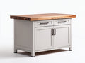 Buffet-MDF-bois-métal-130x60x92 cm-blanc cassé-noyer-style farmhouse