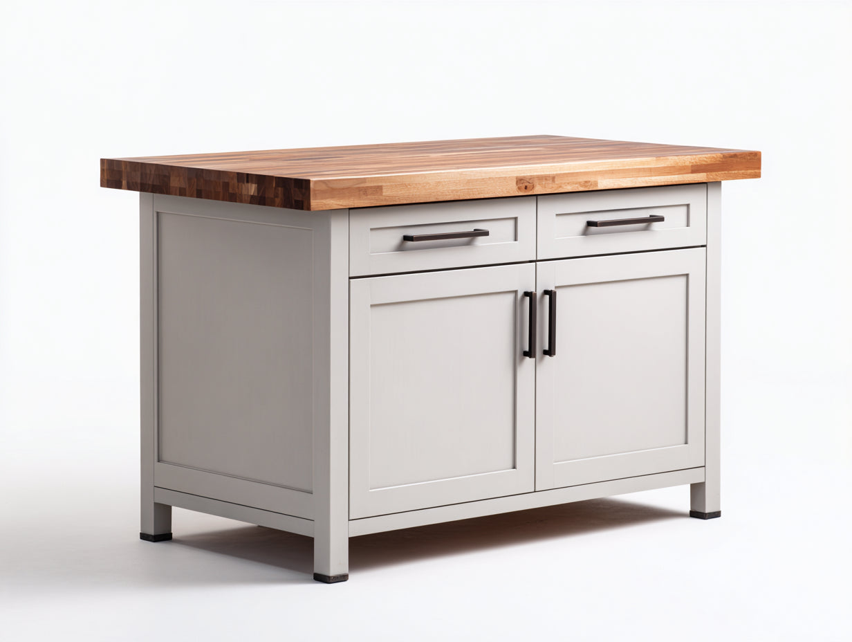 Buffet-MDF-bois-métal-130x60x92 cm-blanc cassé-noyer-style farmhouse