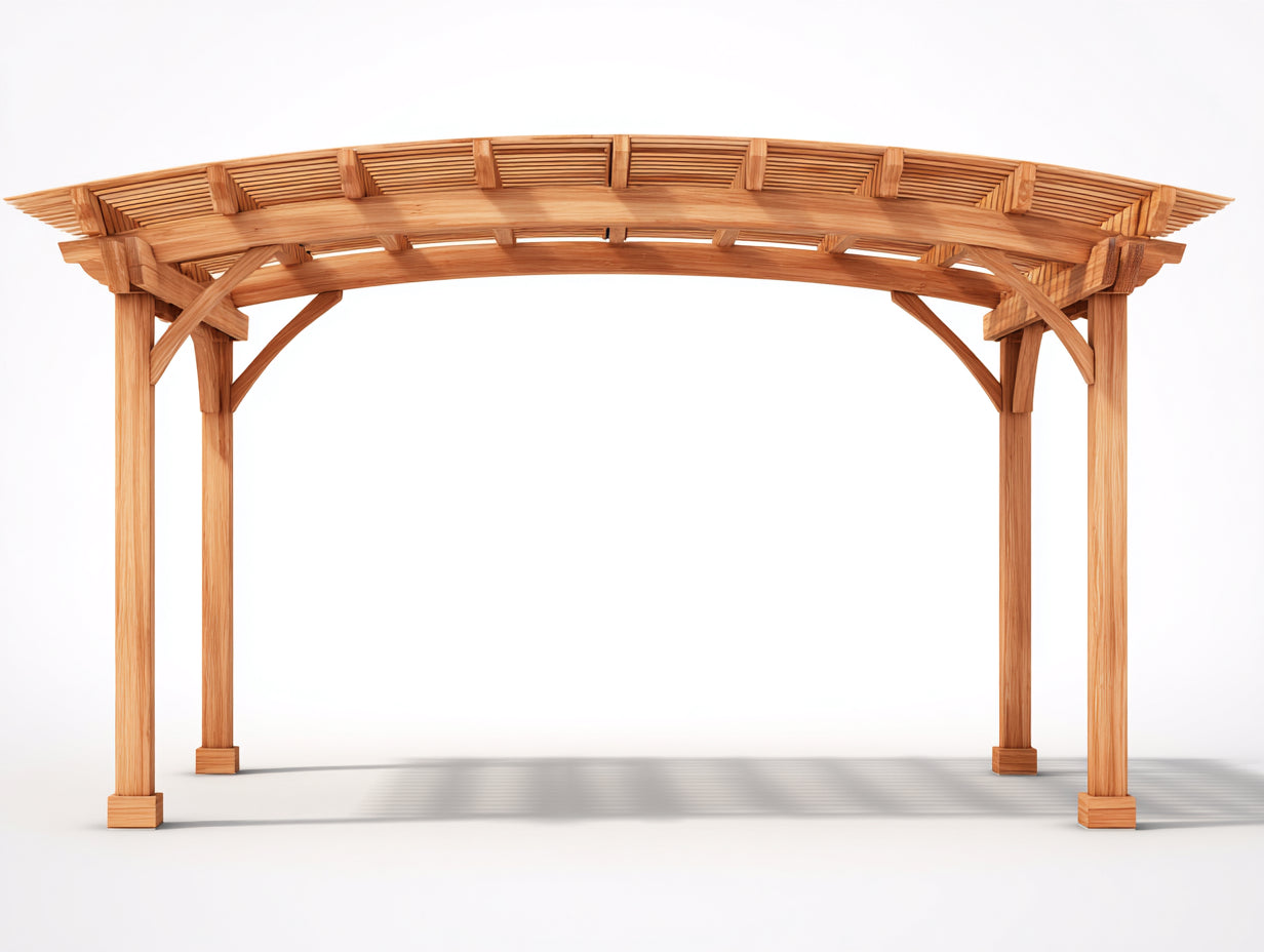 Tonnelle de jardin - Bois - 450x320x270 cm - Bois naturel - Style arqué