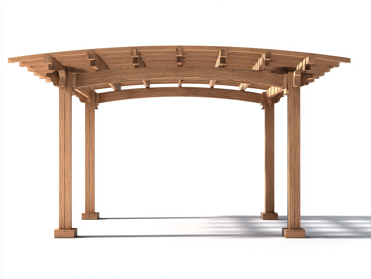 Tonnelle de jardin - bois - 360x280x270 cm - brun clair - pergola courbée