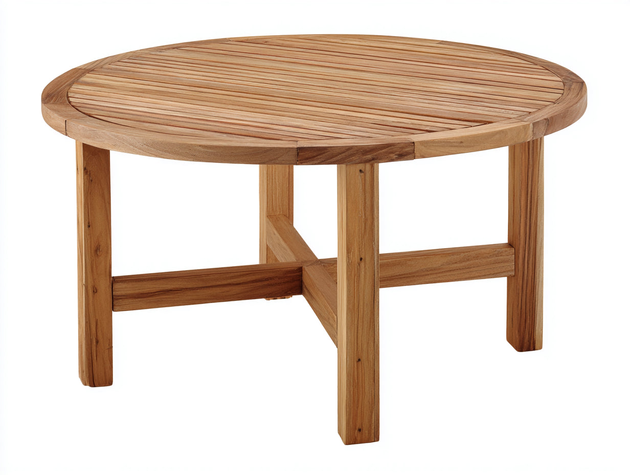 Table de jardin - bois - 150x150x75 cm - naturel - classique