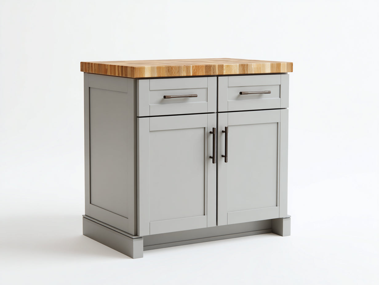 Buffet-MDF-bois-métal-118x52x91 cm-gris clair-naturel-style campagne
