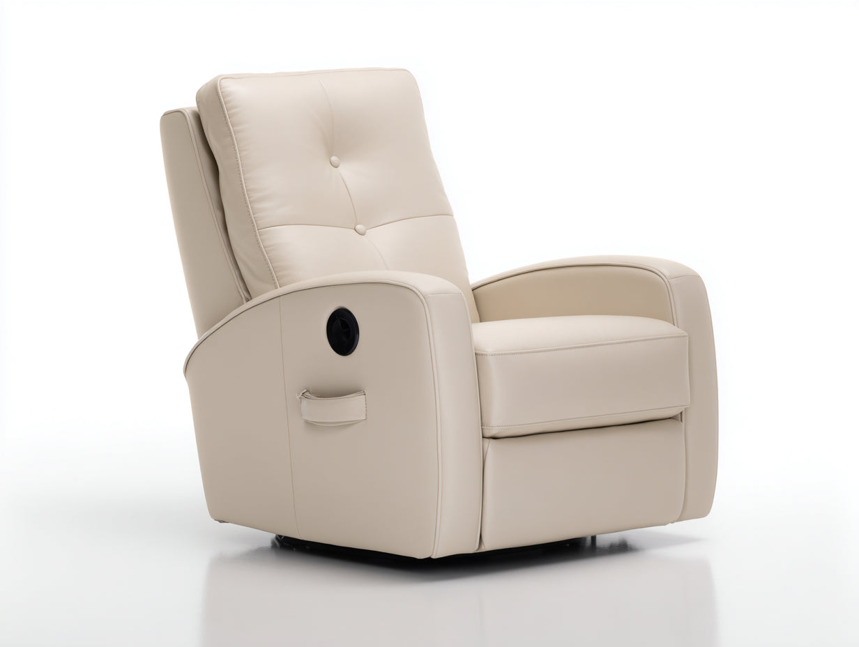 Fauteuil relax-Cuir synthétique-86x84x101 cm-Beige-Classique